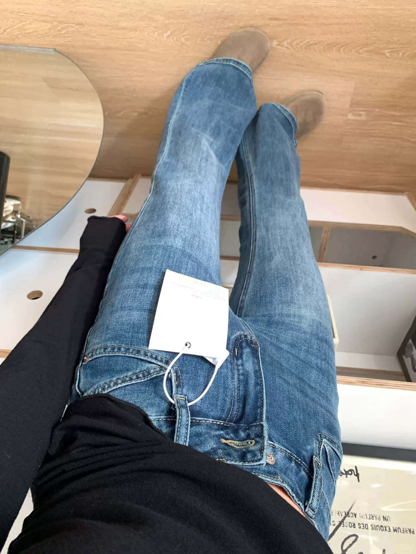 Quần jean xòe màu xanh đậm dành cho nữ, size lớn mùa hè, cạp cao, co giãn, tôn dáng, dành cho người có thân hình quả lê, quần ống loe che hông