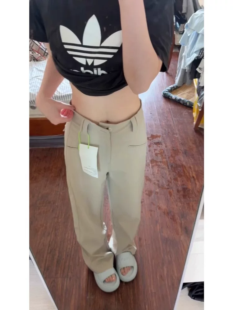 Quần âu màu mơ dành cho nữ, size lớn mùa hè, cạp cao, dáng rộng, tôn dáng, phù hợp với dáng người hình quả lê, quần cargo ống rộng dáng thẳng.