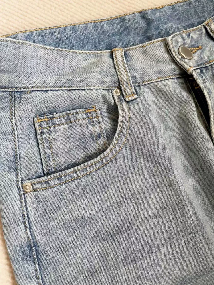 Quần jean Tencel màu xanh nhạt dành cho nữ, kiểu dáng mỏng mùa hè, cỡ lớn, lưng cao, dáng rộng, mềm mại, tôn dáng, quần ống rộng chất liệu lụa đá.