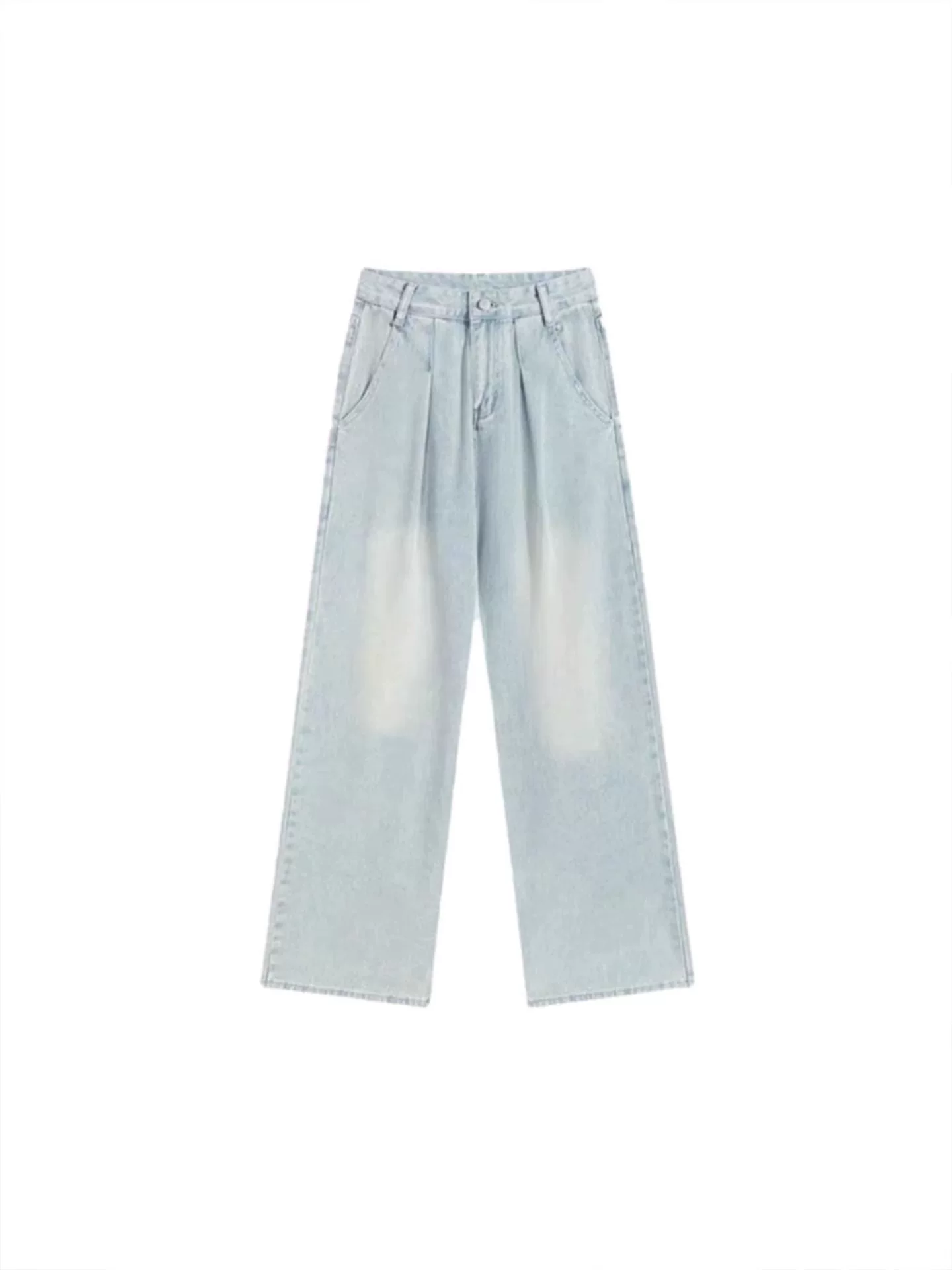 Quần jean ống đứng Tencel màu xanh nhạt dành cho nữ, cỡ lớn mùa hè, lưng cao, dáng rộng, mềm mại, tôn dáng, quần ống rộng chất liệu lụa đá