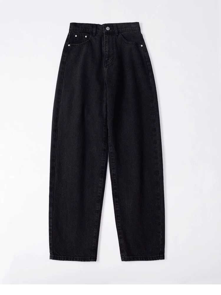 Quần jean ống đứng lưng cao dành cho nữ, kiểu dáng thu đông mới, dáng rộng, tôn dáng, cỡ lớn, dáng quả lê, hơi mũm mĩm, quần ống rộng dài chấm đất.