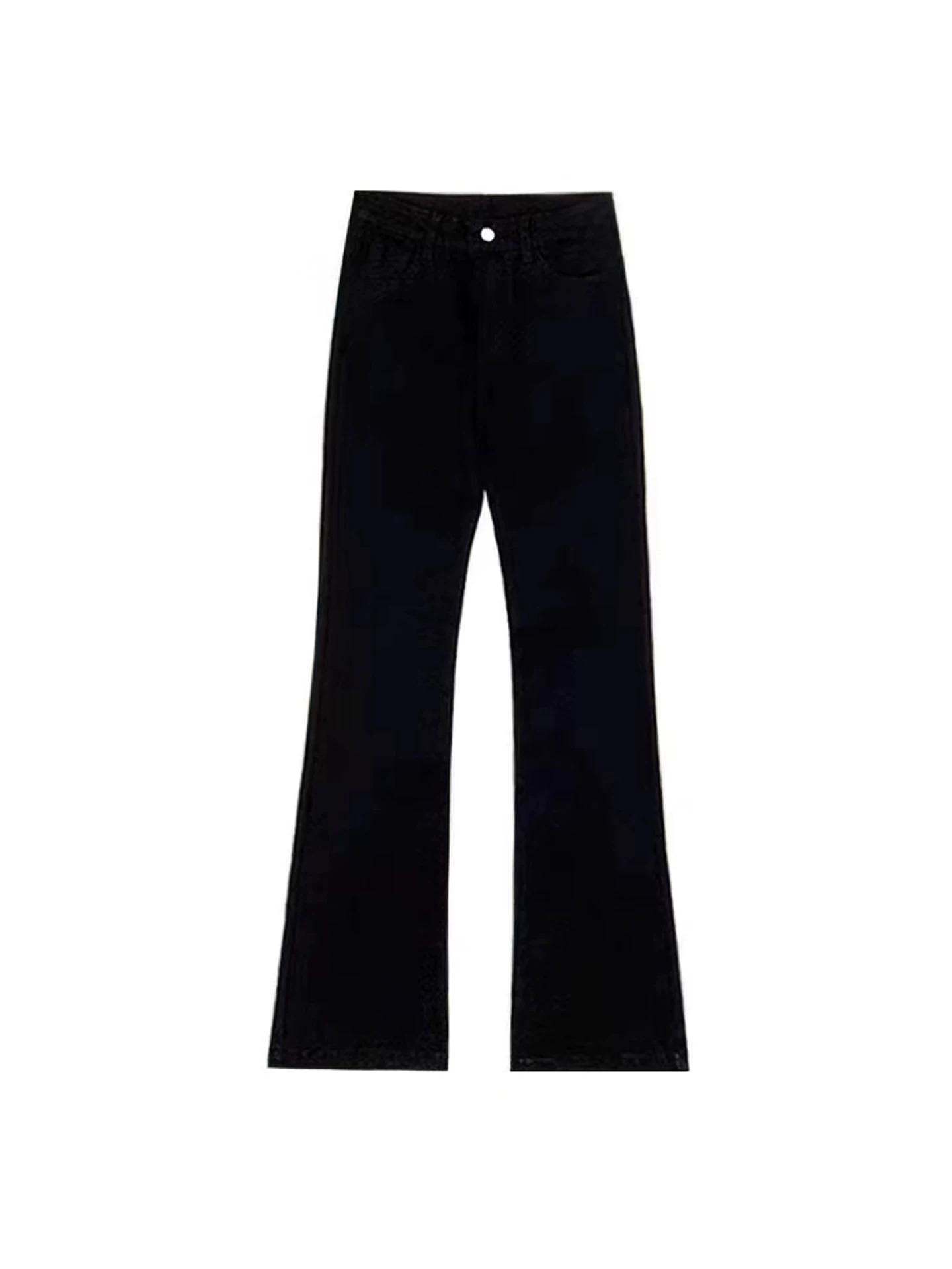 Quần jean đen loe dành cho nữ, kiểu dáng mùa thu mới, cỡ lớn, lưng cao, thon gọn, co giãn, dáng quả lê, quần ống chuông