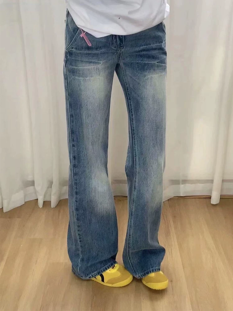 Quần jean ống đứng xanh cổ điển dành cho nữ, kiểu dáng mùa thu mới, cỡ lớn, lưng cao, che hông, giảm béo, quần ống rộng hẹp.