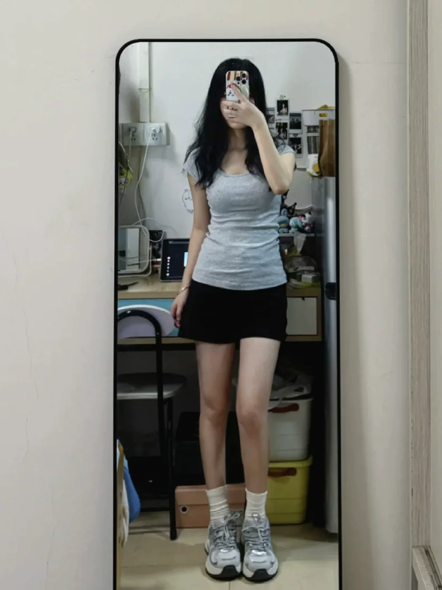 Quần short denim lưng cao màu đen dành cho nữ, kiểu dáng mỏng mùa hè, cỡ lớn, co giãn, giảm béo, dáng quả lê, quần chữ A