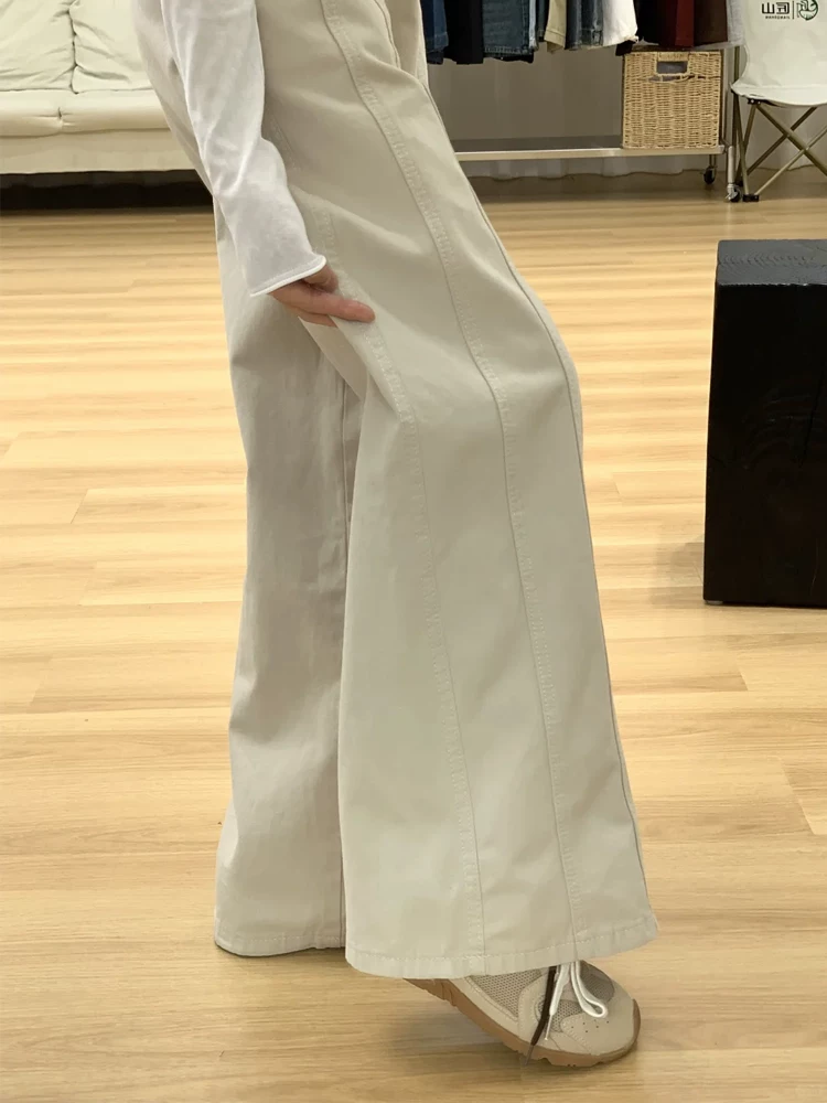 Quần jeans kiểu Mỹ cổ điển dành cho nữ xuân 2025, size lớn, cạp cao, dáng rộng, tôn dáng, ống thẳng, ống rộng