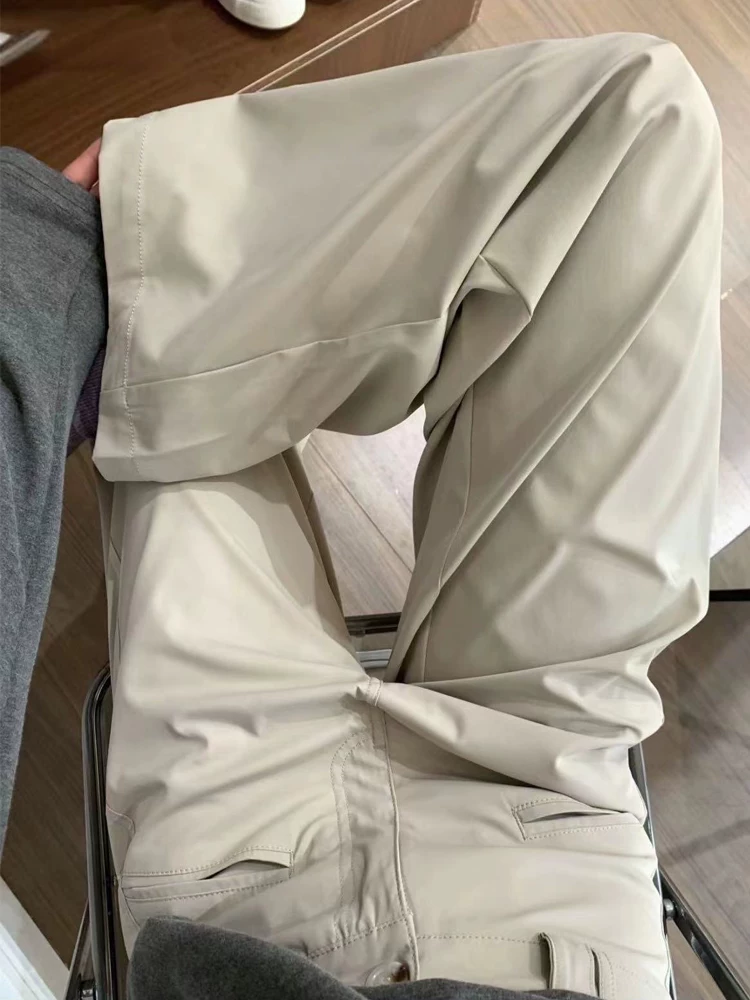 Quần kaki ống đứng thường ngày dành cho nữ, mặc đầu xuân, cỡ lớn, lưng cao, che hông, giảm béo, dáng quả lê, quần công sở.