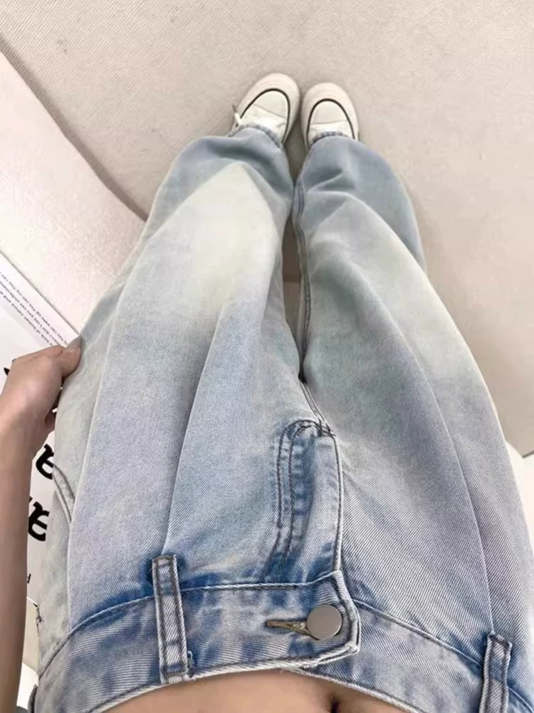 Quần jean ống rộng bằng vải lụa băng dành cho nữ, kiểu dáng mỏng mùa hè, cỡ lớn, lưng cao, dáng rộng, mềm mại, tôn dáng, quần dài bằng vải Tencel