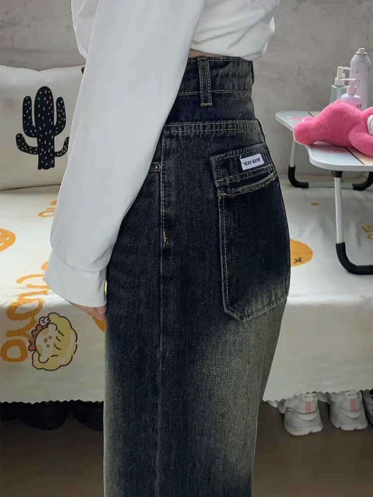Quần jean ống thẳng kiểu Mỹ cổ điển dành cho nữ, phong cách mùa xuân mới, cỡ lớn, lưng cao, dáng rộng, che hông, quần ống rộng giảm béo