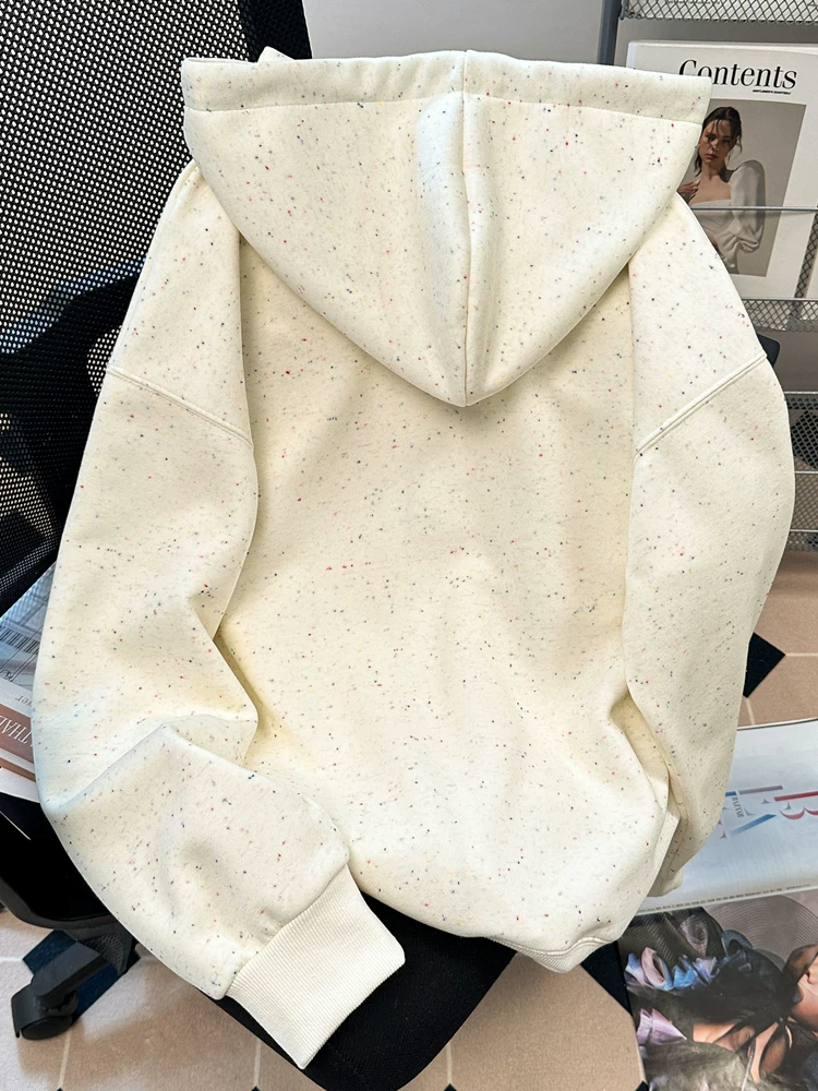 Áo khoác cardigan kiểu lười biếng độc đáo và siêu xinh của Hàn Quốc dành cho nữ, thiết kế xuân thu, áo nỉ có mũ trùm đầu chấm bi nhiều màu sắc dễ thương.