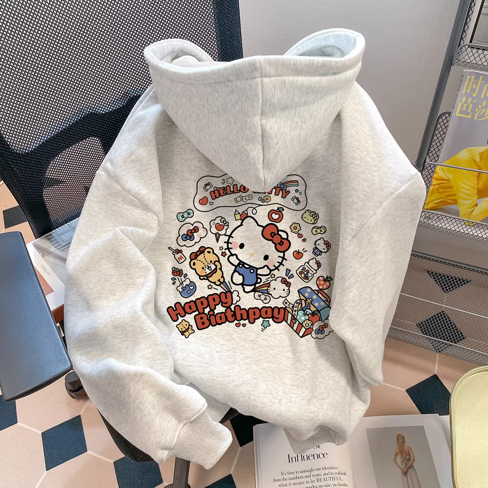 Áo len hình mèo kitty dễ thương kiểu Nhật dành cho nữ, phong cách mùa thu mới, nhỏ nhắn, sành điệu, ngọt ngào, áo giảm tuổi tác