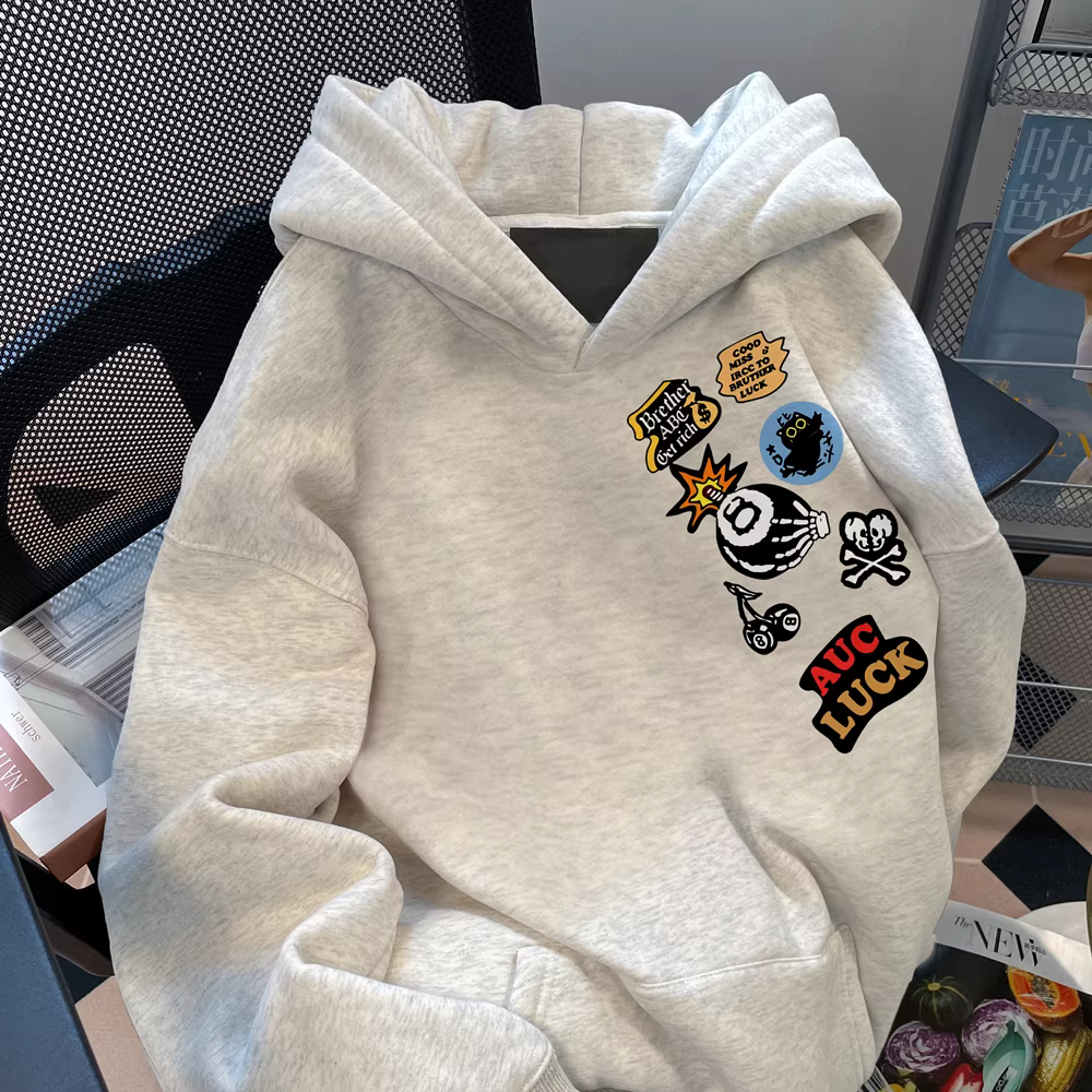 Áo hoodie hip-hop đường phố Mỹ theo xu hướng quốc gia dành cho nữ và cặp đôi, áo hoodie rộng rãi mùa thu mới 2025