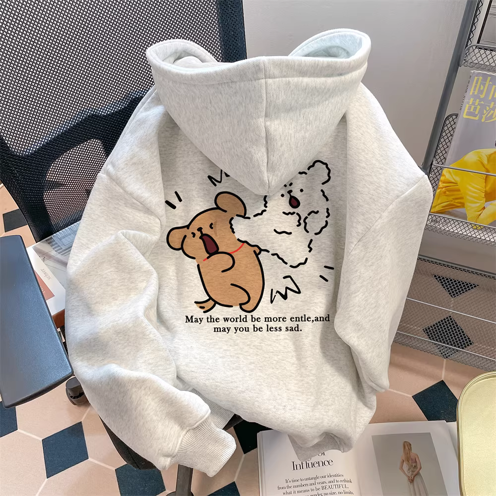 Áo len kiểu Nhật lười biếng và dễ thương dành cho nữ, mùa thu đông, giảm tuổi tác, nhỏ nhắn, áo khoác có mũ trùm đầu bằng lông cừu cáo bạc dày