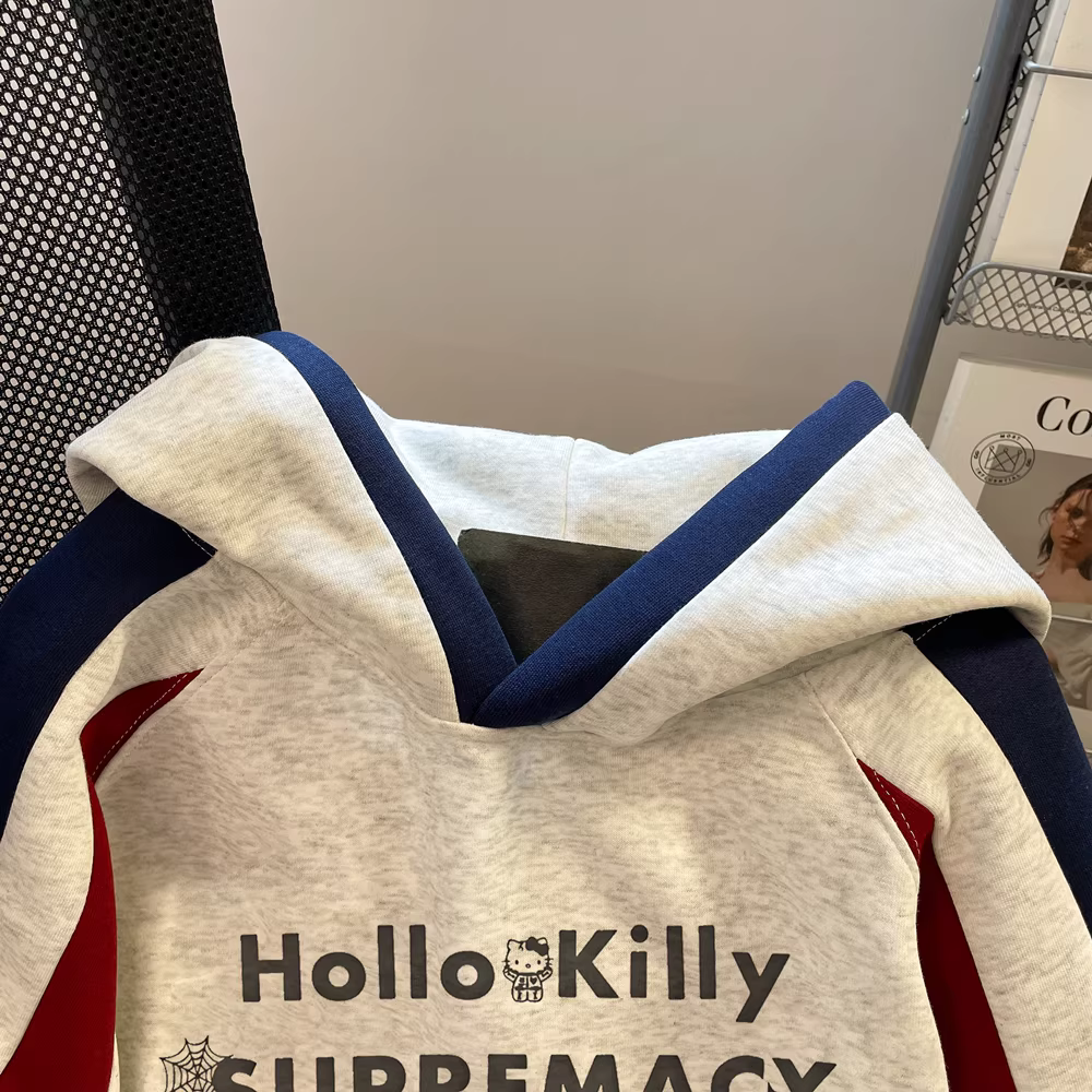 Áo khoác nỉ có mũ hình mèo siêu dễ thương mùa thu đông dành cho nữ 2024, thời trang mới, kiểu dáng trẻ trung, dày dặn, lót lông mềm mại