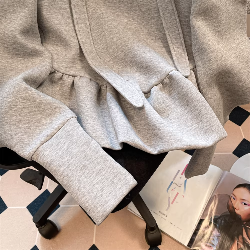 Áo len hoa thắt nơ độc đáo phong cách Hàn Quốc dành cho nữ, mùa xuân, cỡ nhỏ, áo có mũ trùm đầu siêu xinh và độc đáo.