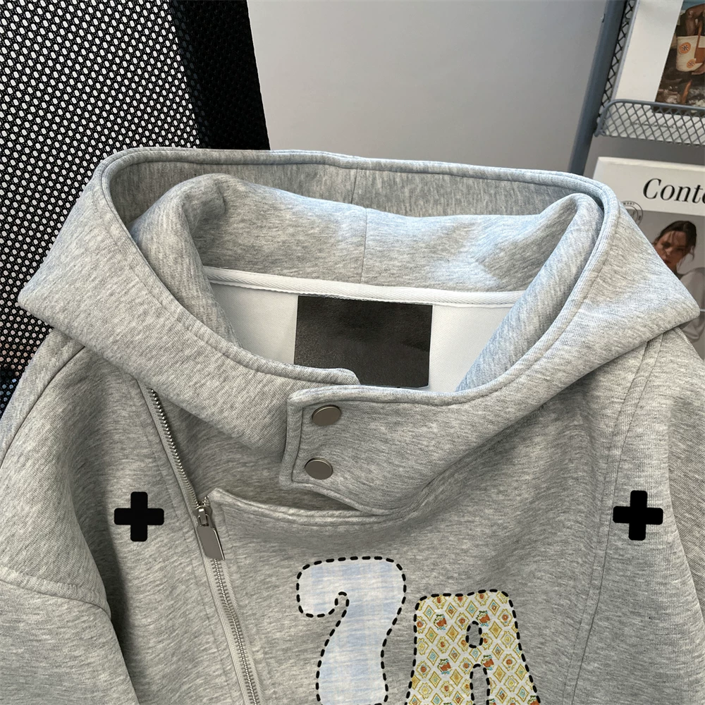 Áo khoác cardigan kiểu đại học Mỹ theo xu hướng quốc gia dành cho nữ, áo khoác có mũ trùm đầu thiết kế đa năng mùa thu đông