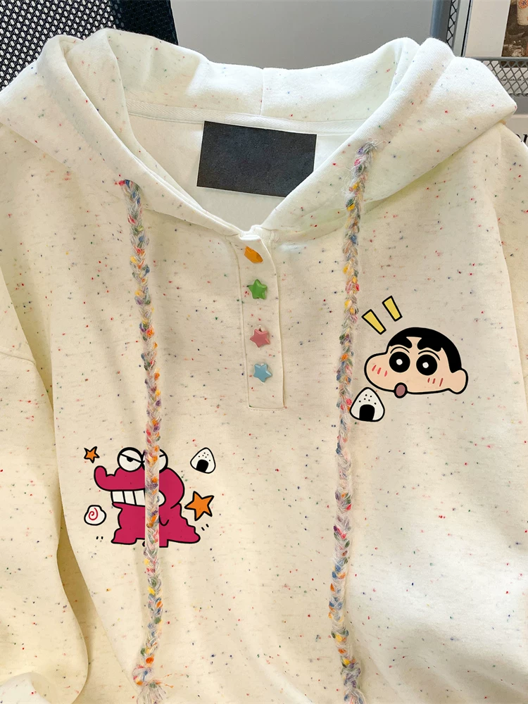 Áo len hoạt hình dễ thương Crayon Shin-chan mùa thu đông dành cho bé gái, nghệ thuật, ngọt ngào, trẻ hóa tuổi tác, áo nhỏ nhắn