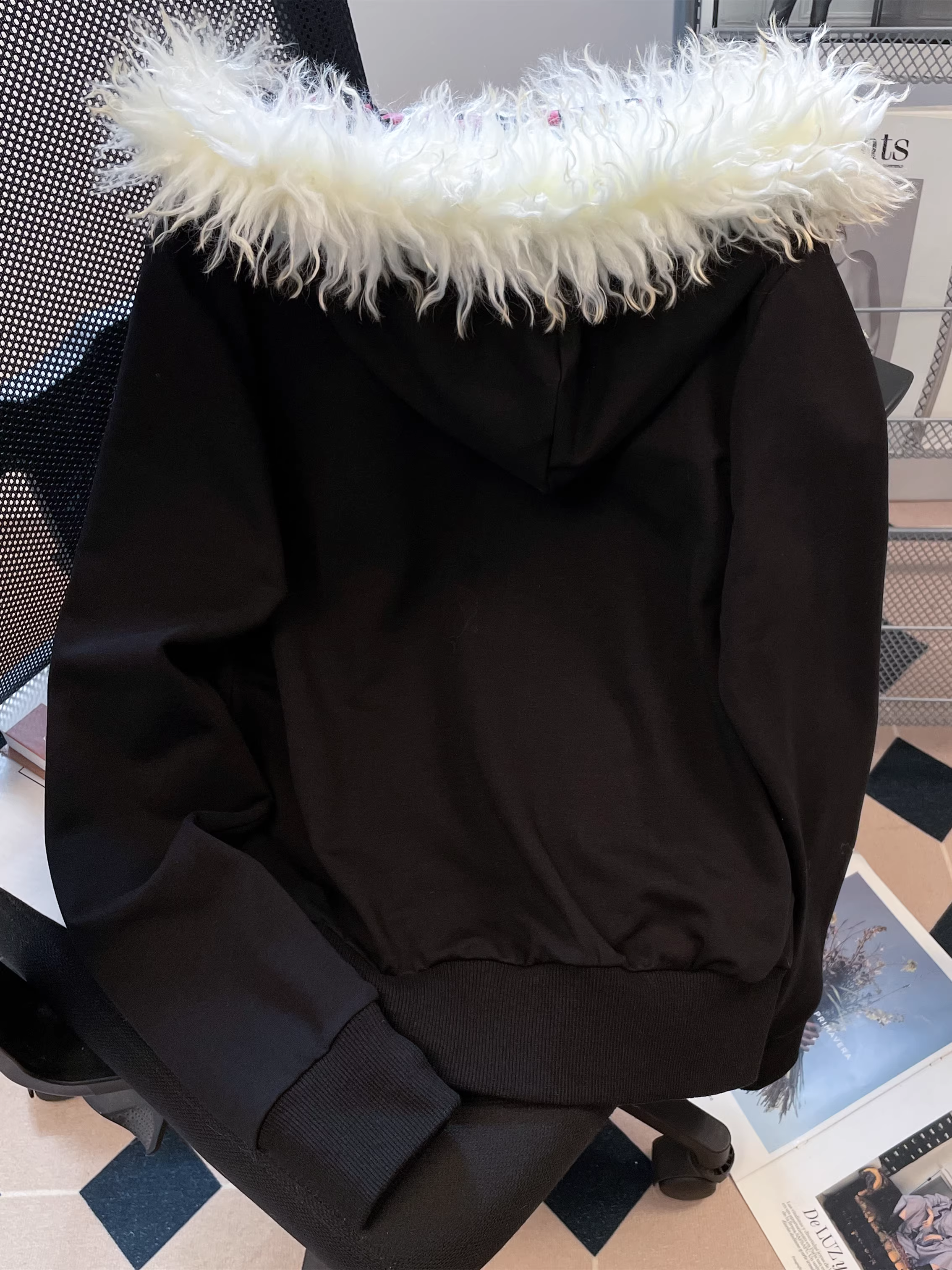 Áo khoác có mũ trùm đầu thêu hình đầu lâu phong cách Gothic dành cho nữ, áo khoác cardigan dáng ôm phong cách Y2K Mỹ mùa thu đông