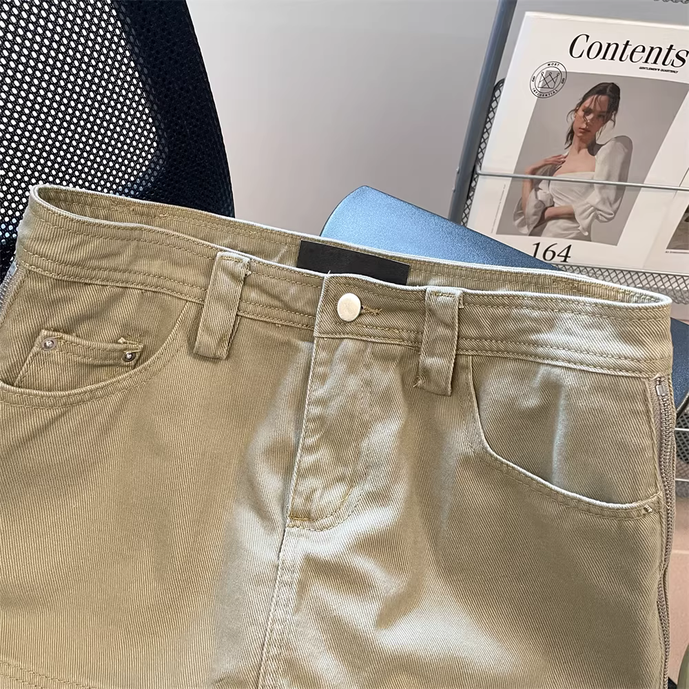 Chân váy bút chì denim kiểu mới 2025 dành cho nữ, thiết kế mùa hè size lớn, cạp cao, dáng chữ A ngắn tôn dáng