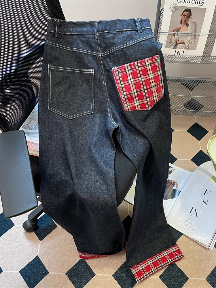 Quần jean xếp ly kiểu Mỹ dành cho nữ, quần ống rộng cạp cao dáng thẳng, chất liệu mềm mại, mang lại cảm giác cao cấp.