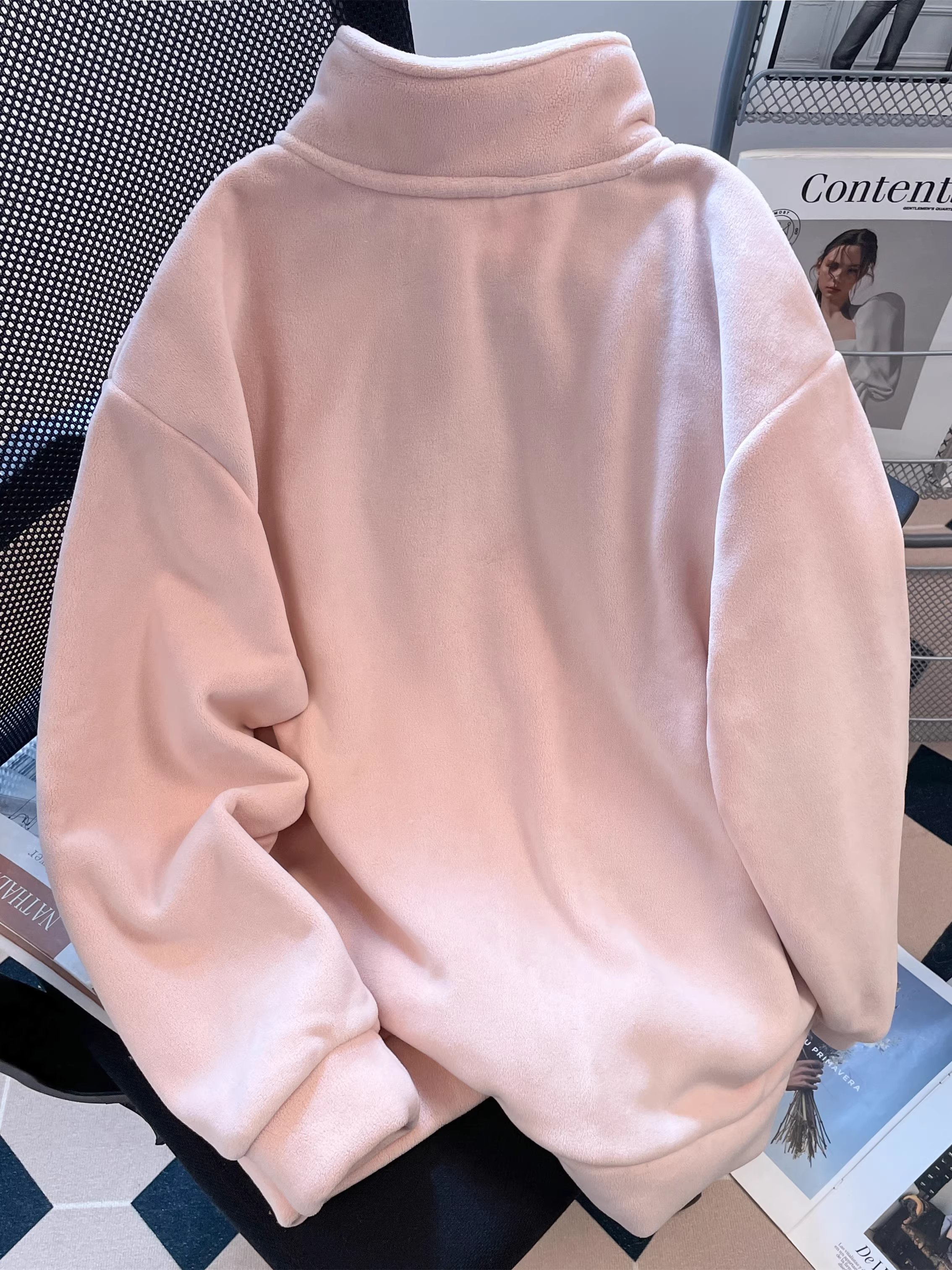 Áo khoác cardigan len lông cừu dày dặn ấm áp màu hồng dành cho nữ, mùa thu đông 2025, kiểu dáng nhỏ nhắn, chất liệu len lông cừu mềm mại