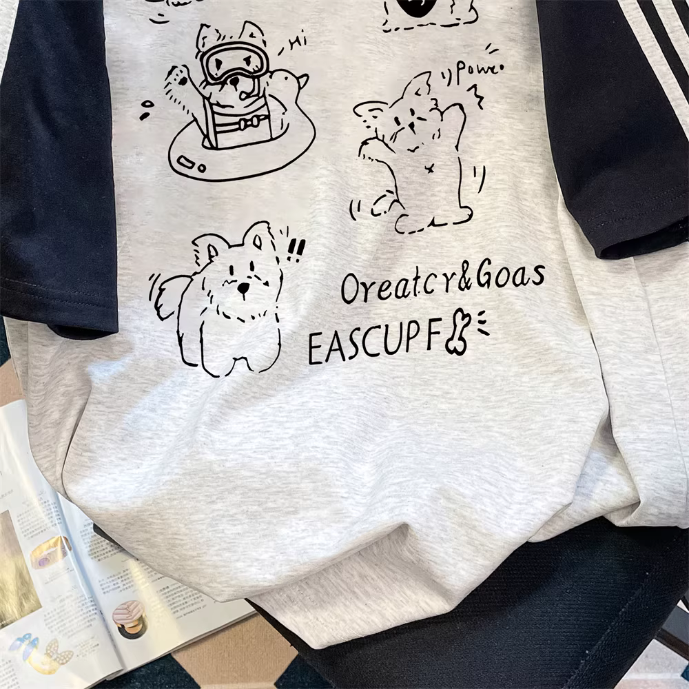 Áo thun ngắn tay kiểu Nhật dễ thương dành cho nữ, áo nửa tay sọc màu cổ điển mùa hè.