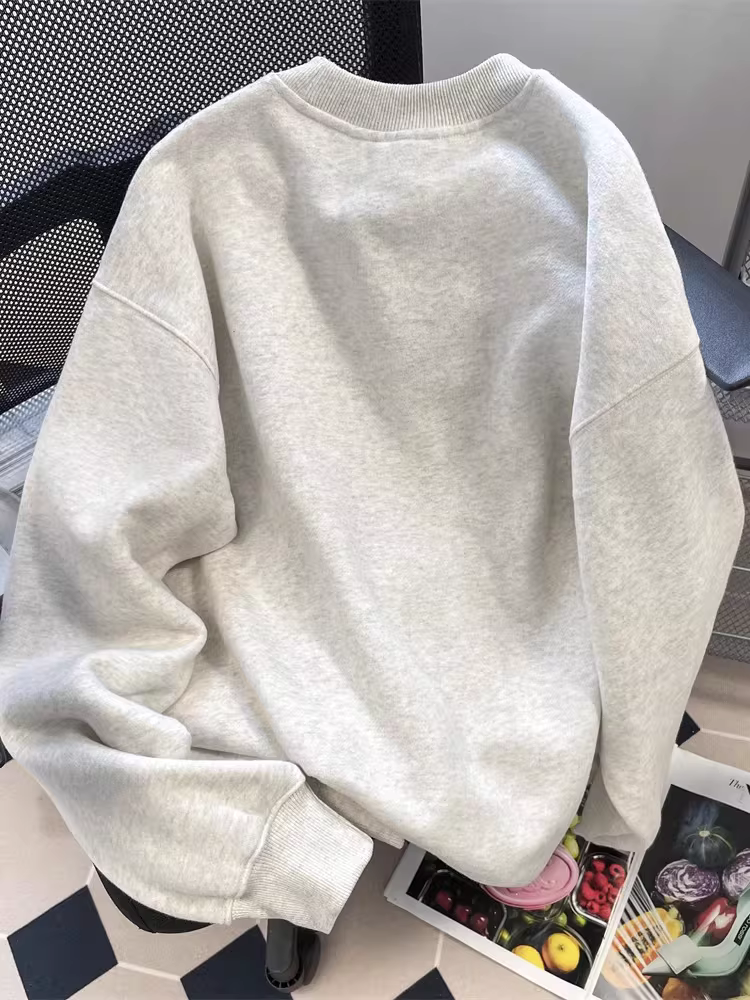 Áo len dày lót lông cừu kiểu Nhật dành cho nữ, thiết kế theo phong cách Hồng Kông mùa thu đông, áo lớp trong dành cho cặp đôi.