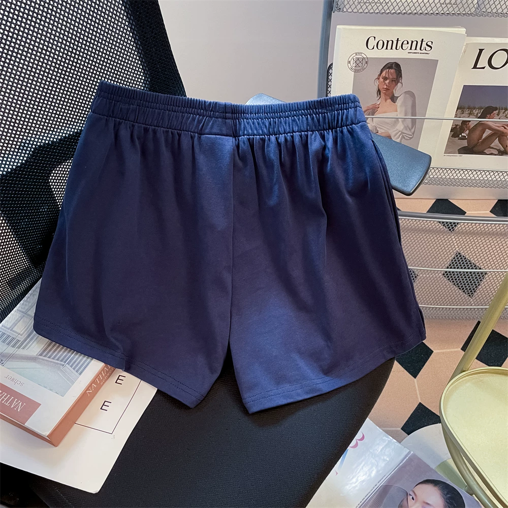 Quần short cạp cao kiểu Mỹ cổ điển dành cho nữ, phù hợp với người có vóc dáng nhỏ nhắn, quần thể thao mùa hè dáng rộng chữ A.