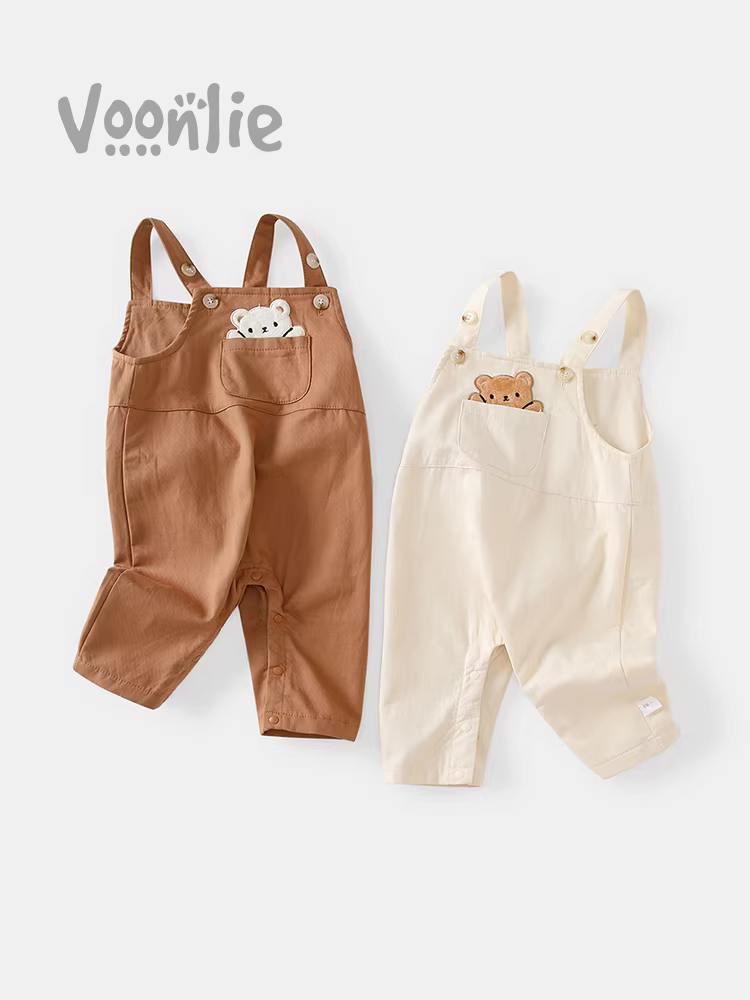 Quần yếm bé trai Fanhle Thu đông 2025 Quần dài thường ngày thời trang mới cho bé gái Quần dài đa năng cho mùa xuân và mùa thu