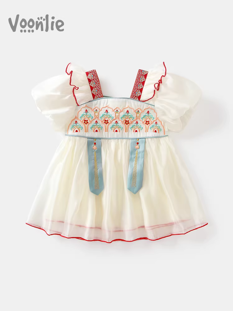 Váy bé gái Fanhai Trang phục mùa hè Váy công chúa Hanfu trẻ em sành điệu Váy trẻ em một tuổi Phong cách Trung Quốc mùa hè