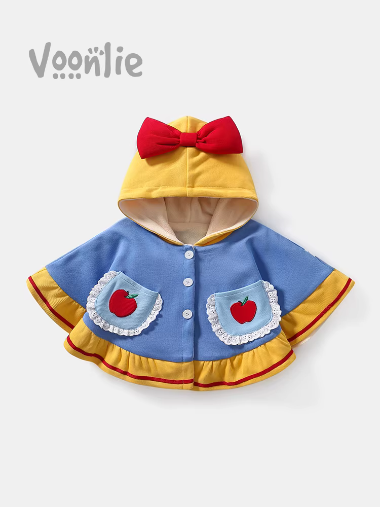 Áo choàng trẻ em Fanhai dành cho các chuyến đi chơi vào mùa thu đông, áo choàng trẻ sơ sinh dành cho bé gái mới sinh khi đi chơi, khăn choàng nhỏ lót lông cừu chống gió cho trẻ em công chúa