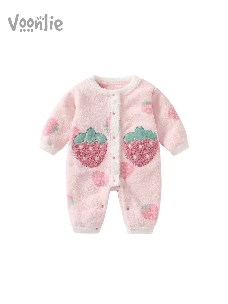 Fanhai quần áo trẻ em mùa thu đông bé sơ sinh bé gái áo liền quần đầy tháng siêu dễ thương sang trọng dày áo liền quần bò phù hợp với mùa đông