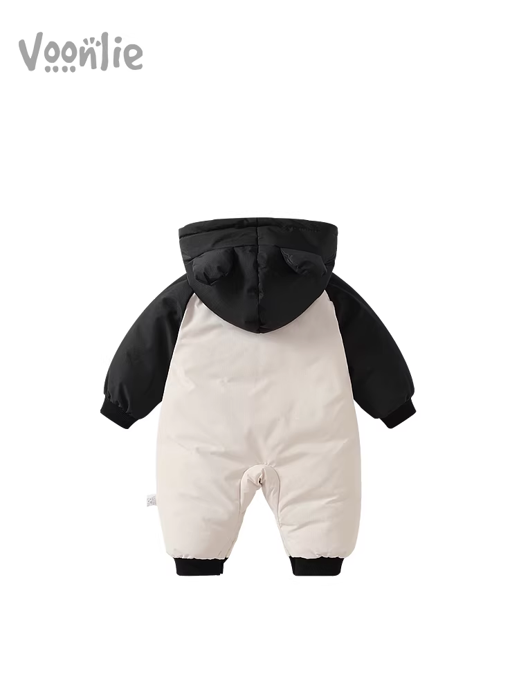 Quần áo mùa đông cho bé Fanhai, bộ liền thân cho bé trai sơ sinh với lớp lông cừu và bông lót giữ ấm khi đi chơi ngoài trời, bộ đồ liền thân bằng cotton mùa đông