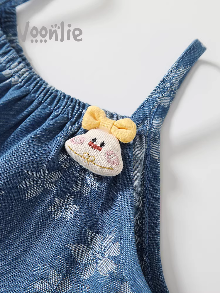 Váy bé gái mùa hè 2025 kiểu mới thời trang, váy công chúa trẻ em, váy yếm denim bé gái mùa hè