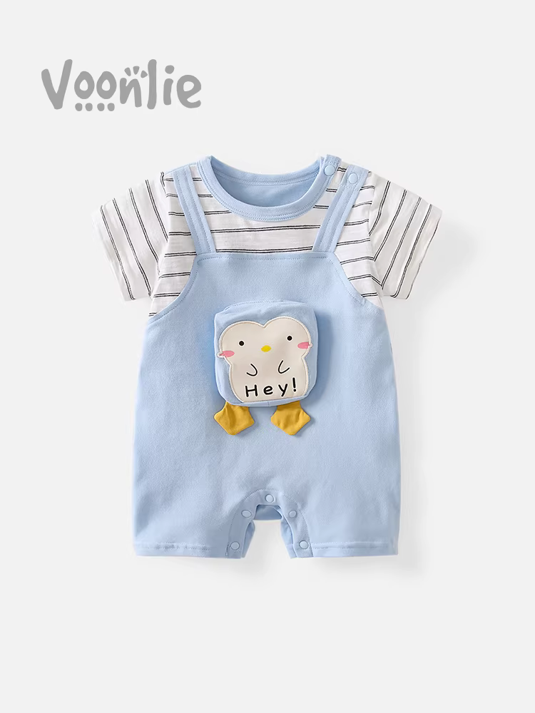 Fanhle quần áo trẻ em trang phục mùa hè bé sơ sinh bé trai áo liền quần đầy tháng trăm ngày siêu dễ thương mỏng mùa hè áo liền quần