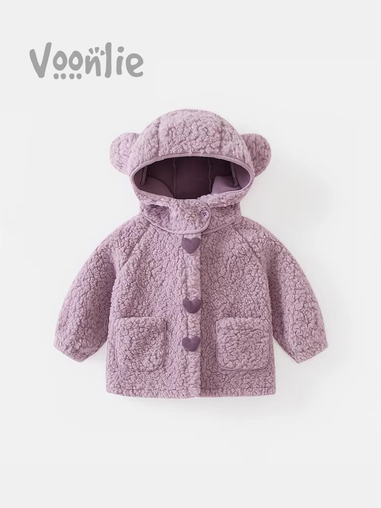 Áo khoác mùa đông Fanhle cho bé gái 2025, quần áo trẻ em mới, áo bé gái dày dặn lót lông cừu thời trang cho mùa đông