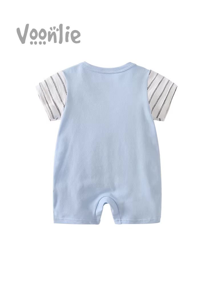 Fanhle quần áo trẻ em trang phục mùa hè bé sơ sinh bé trai áo liền quần đầy tháng trăm ngày siêu dễ thương mỏng mùa hè áo liền quần