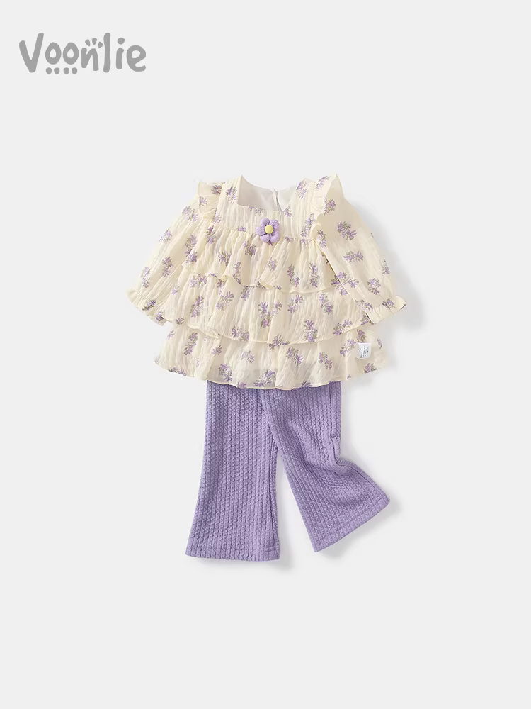 Bộ trang phục mùa thu cho bé gái Fanhle 2025 Bộ áo và quần hai mảnh thời trang mới cho bé gái mùa xuân và mùa thu