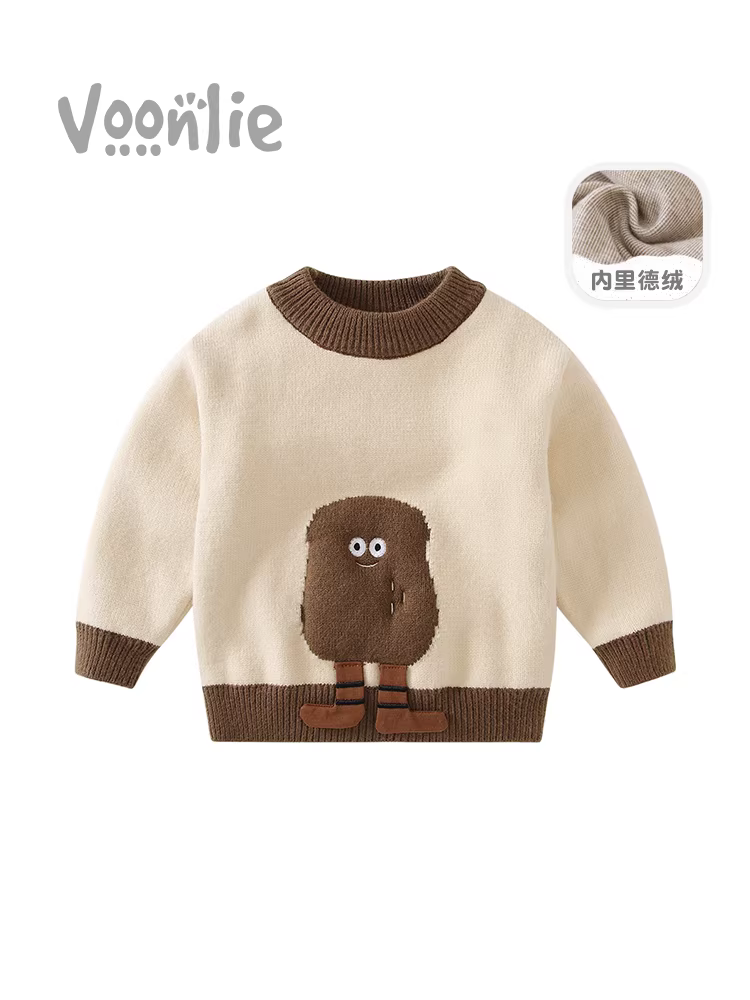 Áo len bé trai Fanhle Thu/Đông 2025 Áo len dệt kim trẻ em mới chất liệu nhung Đức dày dặn áo bé mùa đông