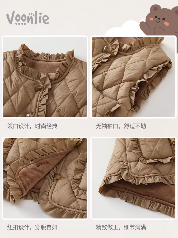 Áo gile bé gái Fanhle Thu/Đông 2025 Mẫu mới thời trang Áo gile trẻ em Áo giữ ấm cho trẻ sơ sinh Áo khoác không tay