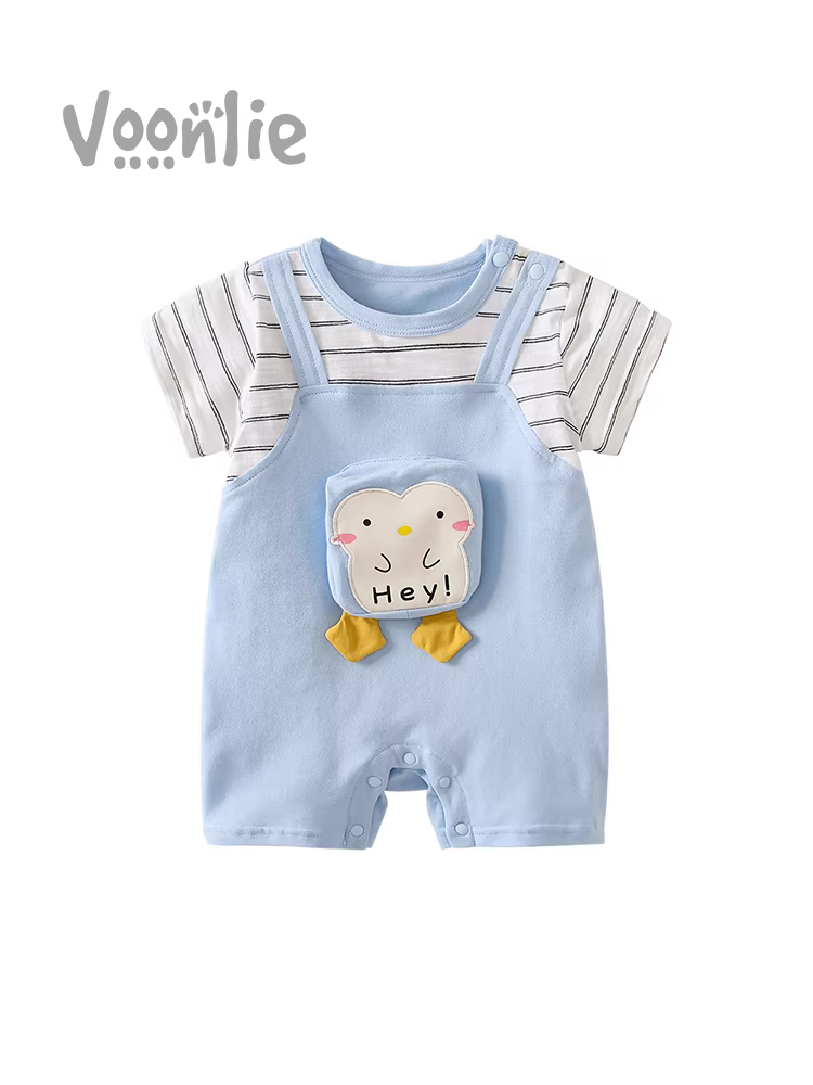 Fanhle quần áo trẻ em trang phục mùa hè bé sơ sinh bé trai áo liền quần đầy tháng trăm ngày siêu dễ thương mỏng mùa hè áo liền quần