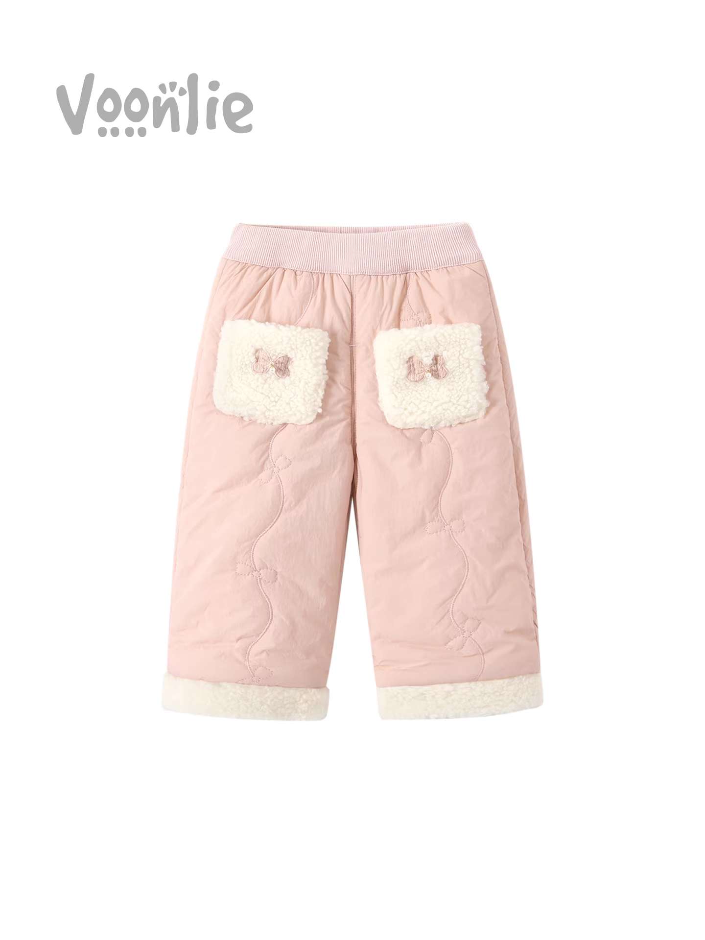 Quần mùa đông cho bé gái, quần áo khoác ngoài thường ngày cho trẻ em, quần ống đứng lót lông cừu ấm áp cho bé gái mùa đông.