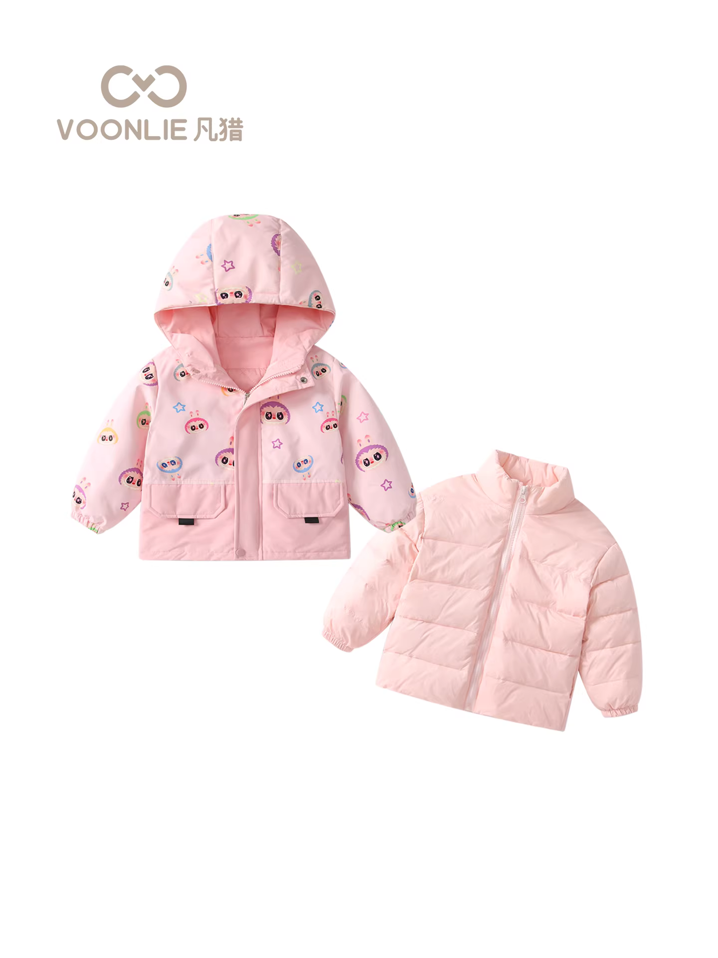 Áo khoác bông mùa đông cho bé gái 2025 kiểu dáng mới thời trang áo phao trẻ em ba trong một quần áo giữ ấm mùa đông cho bé