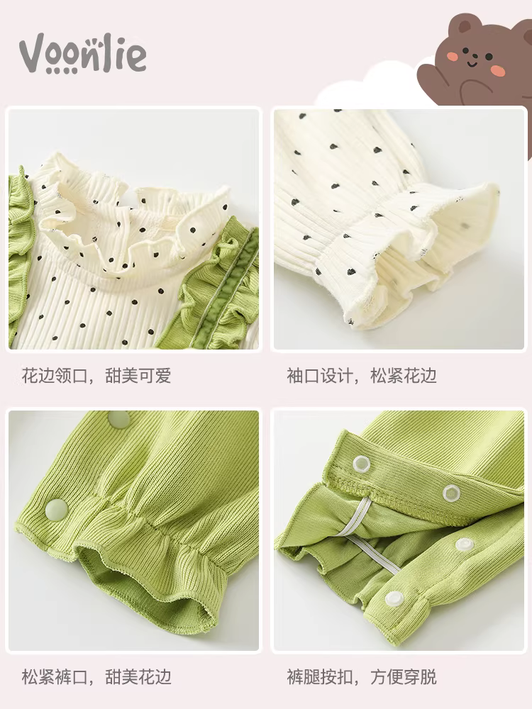 Fanhai Quần Áo Trẻ Em Trang Phục Mùa Thu Sơ Sinh Bé Gái Romper Áo Liền Quần Công Chúa Trăng Tròn Trăm Ngày Đi Chơi Jumpsuit Bò Bộ Đồ Xuân Thu