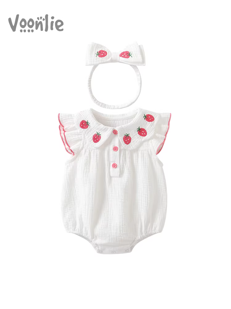 Fanhle quần áo trẻ em mùa hè trang phục sơ sinh áo liền quần bé gái áo liền quần đầy tháng trăm ngày nguyên chất cotton áo liền quần mùa hè