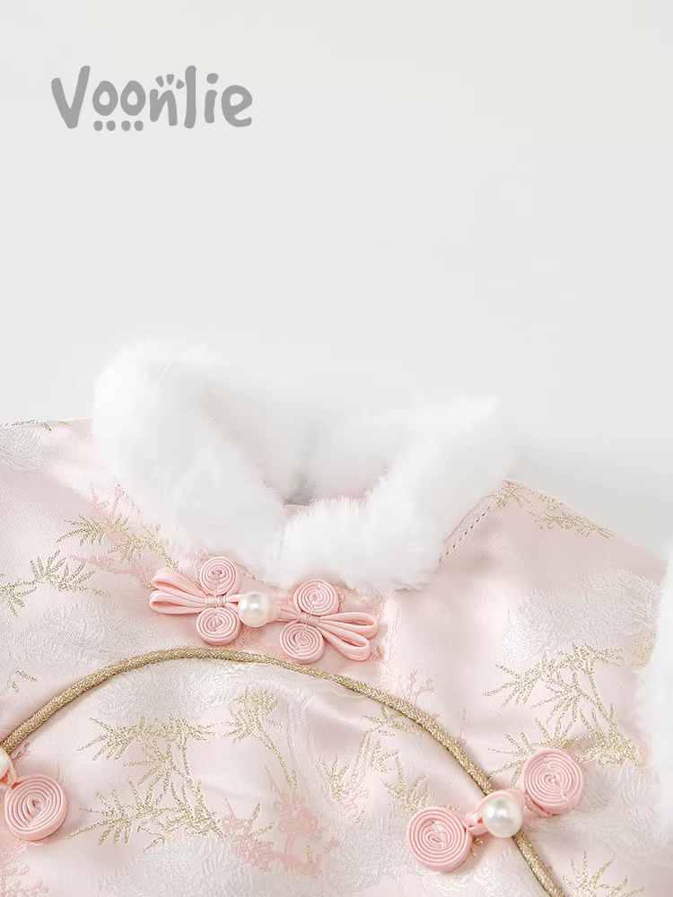 Váy Hanfu dành cho bé gái trang phục mùa đông dành cho trẻ em phong cách truyền thống Trung Quốc Bộ đồ Đường cho bé Lời chúc mừng năm mới Váy sinh nhật đầu tiên tiệc sinh nhật mùa đông