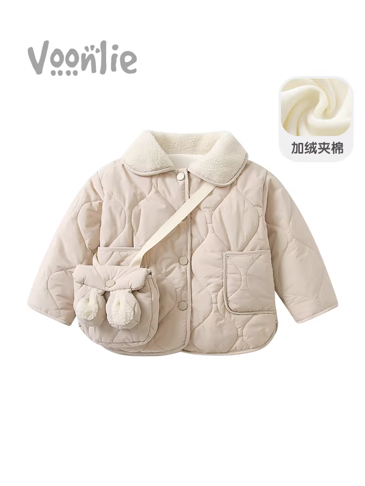 Áo khoác độn bông cho bé gái quần áo mùa đông sành điệu áo khoác cotton dày dặn lót lông cừu cho trẻ em áo khoác cotton dày dặn ấm áp cho bé áo khoác độn bông mùa đông