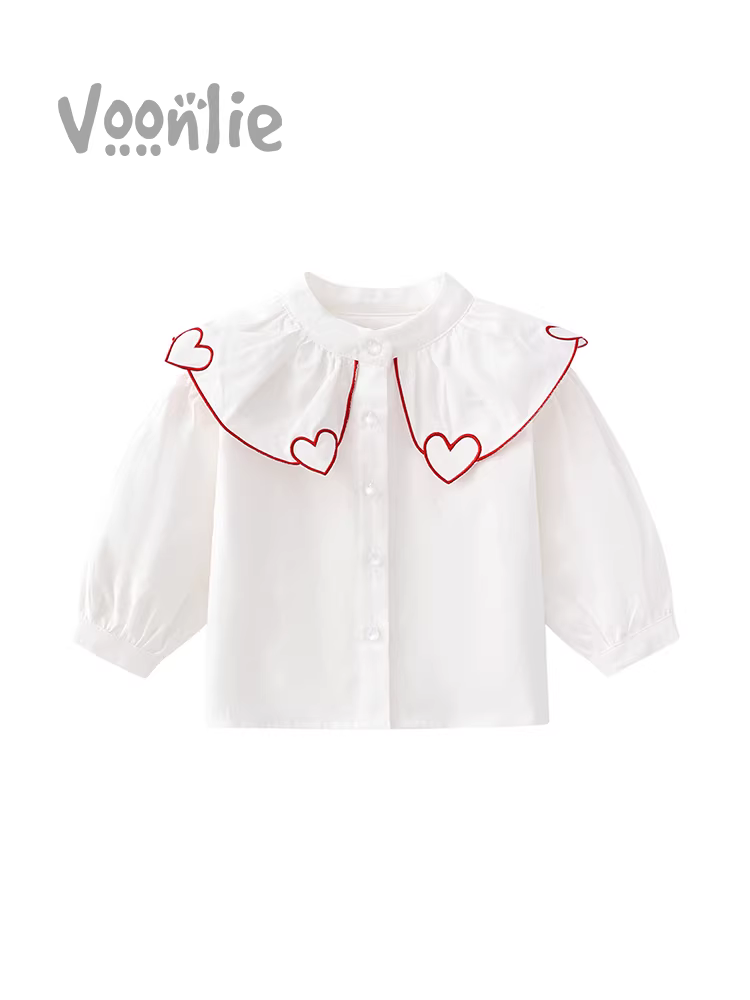 Áo sơ mi nữ Fanhle Xuân Thu 2025 Áo sơ mi trẻ em thời trang mới Áo sơ mi cotton