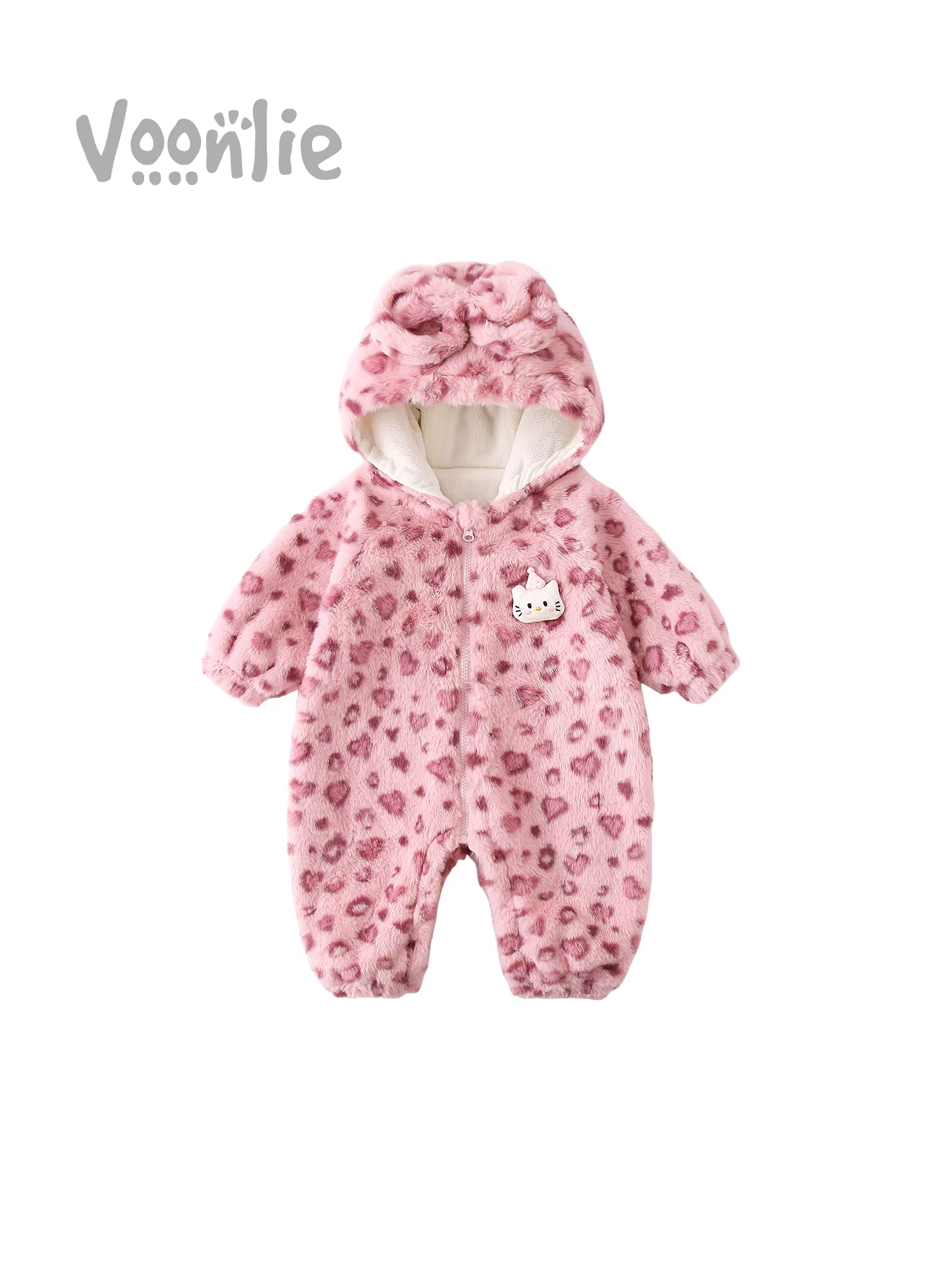 Fanhai quần áo trẻ em mùa đông trang phục sơ sinh bé gái lót lông cừu áo liền quần trăng tròn trăm ngày đi chơi áo liền quần bò phù hợp với mùa đông