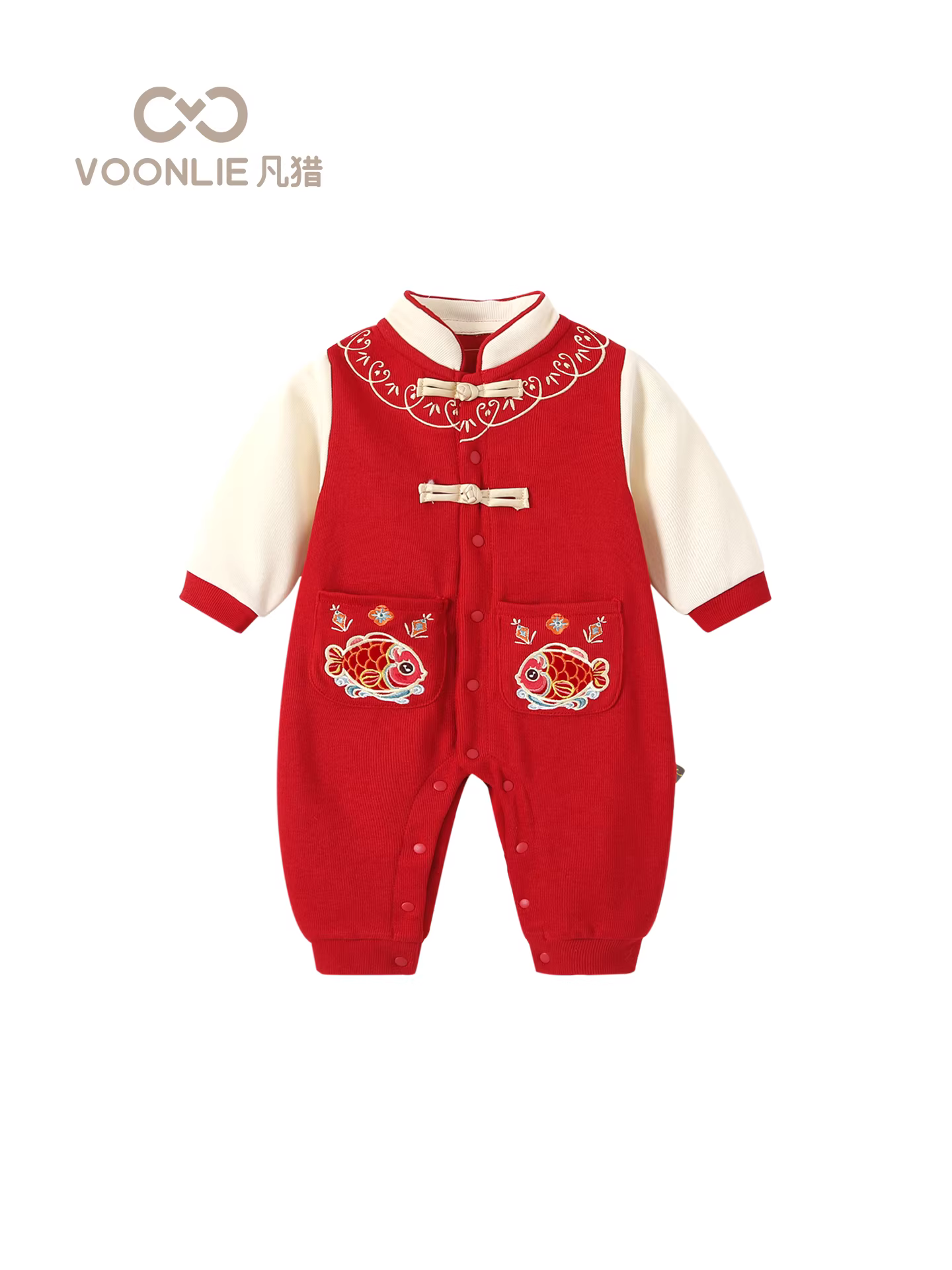 Quần áo trẻ em trang phục mùa thu bé trai và bé gái sơ sinh phong cách Trung Hoa áo liền quần trăng tròn trăm ngày váy sinh nhật đầu tiên áo liền quần mùa xuân và mùa thu