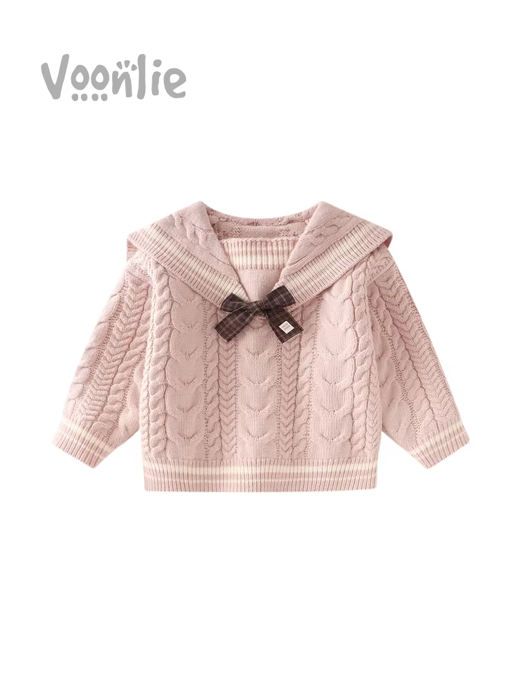 Áo len nữ Fanhle Thu Đông 2025 Áo sơ mi trẻ em thời trang mới Áo len trẻ em sơ sinh Thu Đông